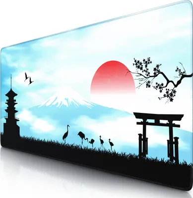 Produktbild von Titanwolf Gaming Mauspad XXL, 900 x 400 x 3 mm, Schreibtischunterlage, abwaschbar, rutschfeste Rückseite, Geschwindigkeit & Präzision, Japan Sunset