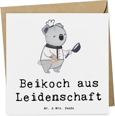 Produktbild von Mr. & Mrs. Panda Klappkarte Beikoch Leidenschaft - Weiß - Geschenk, Restaurant, Glückwunschkarte, faltkarte, doppelkarte, Grußkarte, Beruf, Gastronomie, anlasskarte