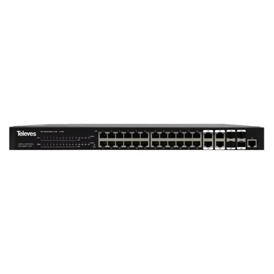 Obrázok produktu pre Televes SWIP400-24 Ethernetový prepínač L2+ 24xGb (PoE 370W)+4xSFP (1GbpS) (769141)