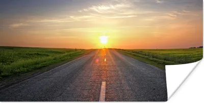 Produktbild von MuchoWow® Poster Sonnenaufgang über der Straße 40x20 cm - Poster für die Wand - Poster Schlafzimmer