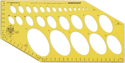 Productafbeelding van Geometrische Liniaal - Tekensjabloon Ellips - Nauwkeurig Tekenen - Transparant Geel Plastic - 29.4 x 14.7 cm - Geel