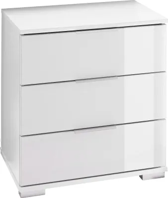Produktbild von Nachtkommode Easy Plus Nachtschrank 52x38x56cm Farbe wählbarWeiß / Glasweiß
