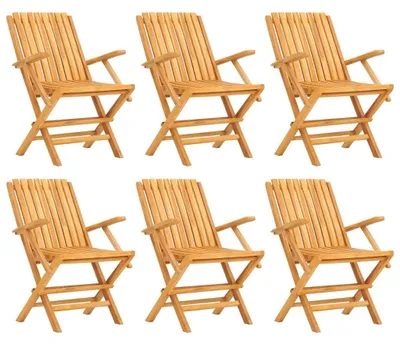 Produktbild von vidaXL Klappstühle, 6 Stück, 61 x 67 x 90 cm, Massivholz Teak
