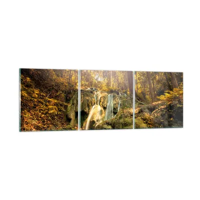 Produktbild von Bilder auf glas - Wald Wasserfall Natur Umwelt - 150x50cm - Glasbilder - Wandbilder - Kunstdruck - zum Aufhängen bereit - Wanddekoration aus Glas - Glas Bilder - Wandbild auf Glas - GCA150x50-2959