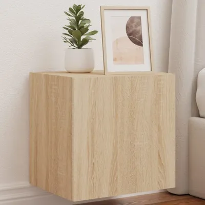 Produktbild von TV Lowboard Hängeboard TV-Wandschränke mit LED-Leuchten 2 Stk. Sonoma-Eiche 837251