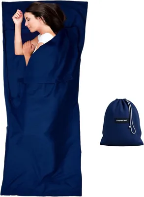Produktbild von Reiseschlafsack ultraleicht mit Kissenfach 90 x 220 cm gebürsteter Stoff atmungsaktiv reißfest maschinenwaschbar Hüttenschlafsack für Camping Hotel