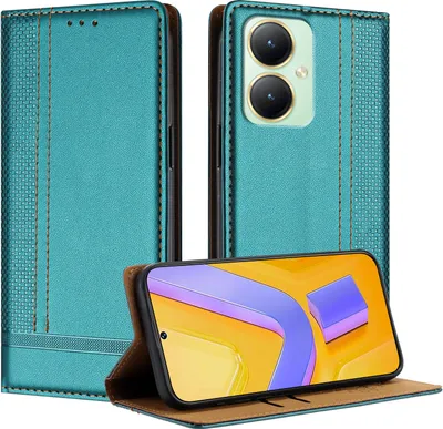Produktbild von Handyhülle für Vivo Y27 4G Leder Flip Klappbare Schutzhülle mit Standfunktion Grün