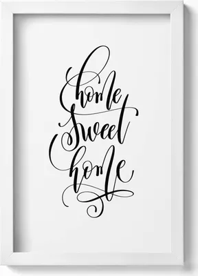 Produktbild von Dekorative Beschriftung für die Wohnung „Home sweet home“– Wandbild mit Rahmen – Gerahmtes Bild  – Wanddekoration – 20x30 cm – Weiß