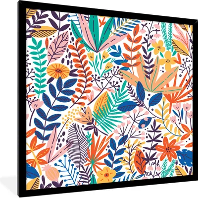 Produktbild von MuchoWow® Gerahmtes Poster Sommer - Pflanzen - Blumen - Blätter 40x40 cm - Poster mit Schwarzem Bilderrahmen Wandposter Rahmen Foto Bilder - Mit Rahmen - Wanddekoration Schlafzimmer