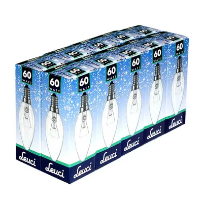 Produktbild von 10 x Leuci Glühbirne Kerze 60W E14 klar Glühlampe 60 Watt Glühbirnen Glühlampen Kerzen
