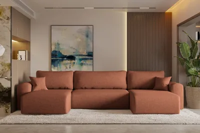 Produktbild von Kaiser Möbel Ecksofa mit schlaffunktion und bettkasten, Sofa U-form, Couch U-form CAPRI Verita Kupfer