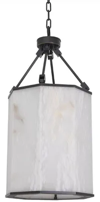 Produktbild von Casa Padrino Luxus Hängeleuchte Bronze / Alabaster 35 x 32,5 x H. 71,5 cm - Edle Metall Deckenlaterne mit Alabaster Lampenschirm - Luxus Qualität