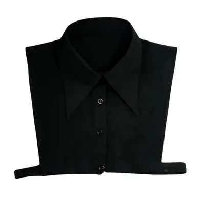 Productafbeelding van Mirach Textile damesblouses, afneembare kraag, zwart, met kant, maat L/XL