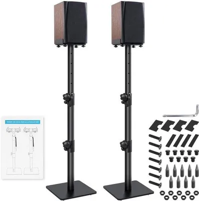 Produktbild von Lautsprecherständer, höhenverstellbar, 72-102 cm, schwarz, geeignet für verschiedene Lautsprecher - Luxento