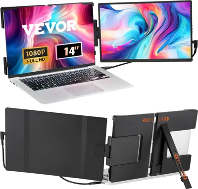 Produktbild von VEVOR 14-Zoll-Laptop-Bildschirm-Extender, tragbarer Full HD 1080P-Monitor für 13-17-Zoll-Laptops, Laptop-Monitor-Extender USB-C- und Mini-HDMI-Anschluss, kompatibel mit Mac, Wins, Android, Switch, PS4
