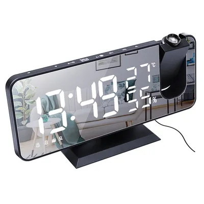 Produktbild von ANTCOOL FM-Radio LED-Digitalwecker Tischuhr elektronischer USB-Wecker 180° Projektionszeit Schlummerfunktion