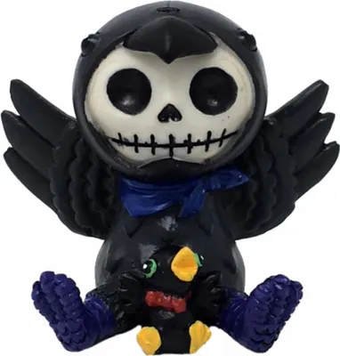 Produktbild von Kleine Leopold Furrybones Figur - Schwarzer Rabe als niedliche Skelett Figur