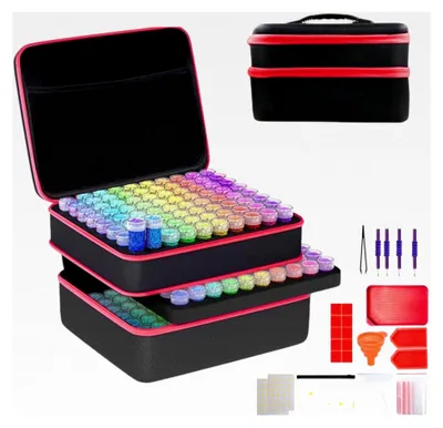 Produktbild von Diamond Painting Koffer, Aufbewahrungsbox für Diamond Painting, 240 Stück Zubehörboxen mit Trichter