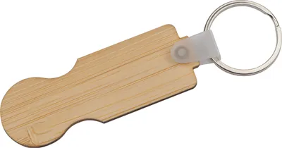 Produktbild von Schlüsselanhänger aus Bambus / mit Einkaufswagenchip und Schlüsselring