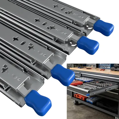 Image de Eikuavons : 4 rails de tiroir robustes, longueur 450 mm, avec système de verrouillage, coulissement complet, largeur 53 mm