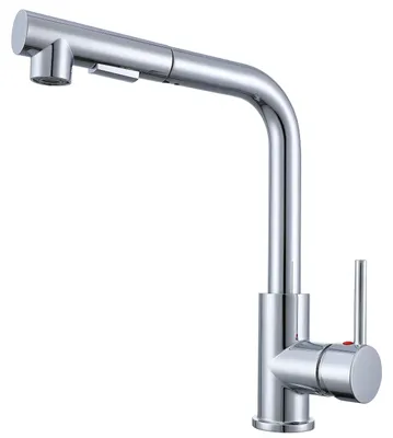 Produktbild von AICA L-förmiger Küchenhahn Ausziehbarer Brause Messingkern 2 Strahlarten Wasserhahn Küche Mischbatterie Chrom