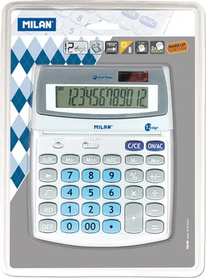 Zdjęcie produktu dla Milan 152512BL, Komputer stacjonarny, Podstawowy kalkulator, 12 cyfr(y), Przechylanie wyświetlacza, Bateria/Energia słoneczna, Metaliczny