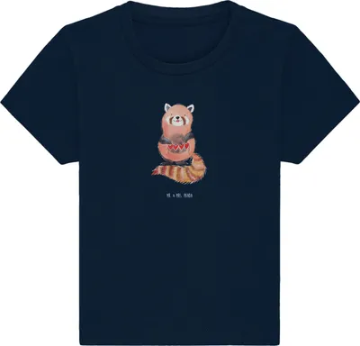 Produktbild von Mr. & Mrs. Panda Organic Baby Shirt Roter Panda 6. - 12. Monat - French Navy - Geschenk,  T-Shirt, Rot, Liebling, Kinder Oberteil, Kleinkind, Liebe, Lustige Sprüche