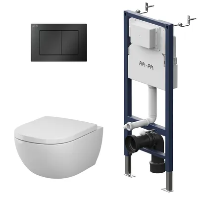 Produktbild von WC-Komplettset Above mit Vorwandelement und Betätigungsplatte in Schwarz - IIS90238.AB1900