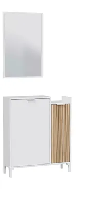 Zdjęcie produktu dla Zestaw garderobiany >Ethna< w kolorze białym/naturalnym - 77x91x24 (szer. x wys. x gł.)