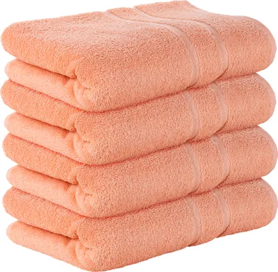 Produktbild von StickandShine 4er SET Premium Frottee Badetuch 100x150 cm in peach  in 500g/m² aus 100% Baumwolle