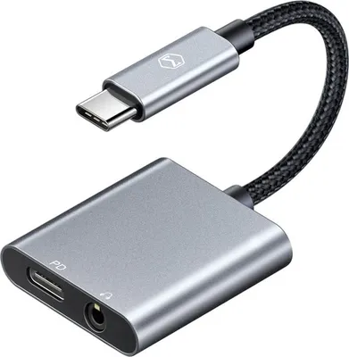 Obrázok produktu pre Mcdodo Adaptér USB-C - 3,5 mm jack Aux Mini jack konektor + Port Type-C Prevodník USB HUB USB-C v sivej farbe