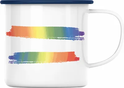Produktbild von Trendation - Regenbogen Emaille Tasse Geschenk LGBT Schwule Lesben Transgender Grafik Pride (Blau)