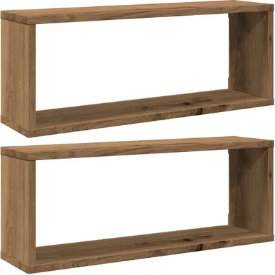 Immagine prodotto di vidaXL Mensole a muro cubo 2 pz. Rovere artigianale 60x15x23 Materiale a base di legno