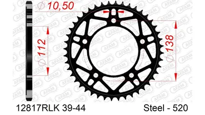 Produktbild von AFAM Kettenrad 12817RLK-43 radseitig hinten 0 63kg