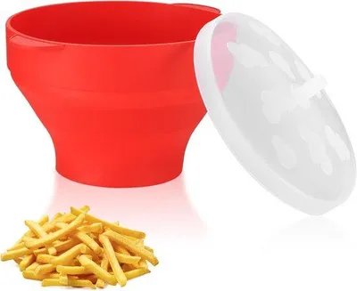 Produktbild von Kompakte Mikrowellen-Popcornmaschine aus Silikon, BPA-frei, oliefrei, ideal für Zuhause