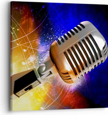 Produktbild von Bild auf Leinwand - Leinwandbild - Mikrofon Musik Sänger - 40x40cm - Wand Bild - Wanddeko - Leinwanddruck - Bilder - Kunstdruck - Wanddekoration - Leinwand bilder - Wandkunst - AC40x40-0450