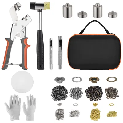 Ösenzangen-Set mit 500 Ösen 6 & 10 mm für Planen, Stoffe, Leder