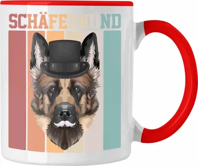 Produktbild von Trendation - Schäferhund Besitzer Tasse Geschenk Lustiger Spruch Geschenkidee Retro Vinatge Schäferhund (Rot)
