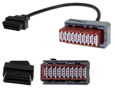 Productafbeelding van Adapterkabel, connector, OBD, OBD2-stekker met 16 pinnen, geschikt voor Citroën / Peugeot (PSA) met 30-pins aansluiting