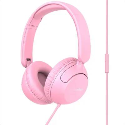 Image de Écouteurs filaires pour enfants imoshion - Câble AUX - Limiteur de volume - Rose bonbon