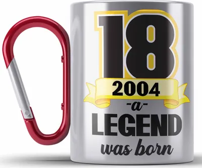 Produktbild von Trendation - 18. Geburtstag Edelstahl Tasse Karabiner Geschenk Mädchen Jungen Geschenkidee Lustig Spruch 18 Geschenke Geschenkideen zum 18 Bday 18er (Rot)