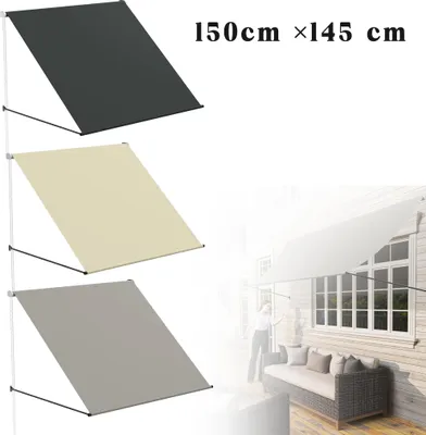 Produktbild von LZQ Markise, Fallarmmarkise einziehbar, 150 x 145 cm,UV-Schutz & wetterfest, Sonnenschutz für Balkon Terrasse Fenster, inkl. Montagematerial, Anthrazit