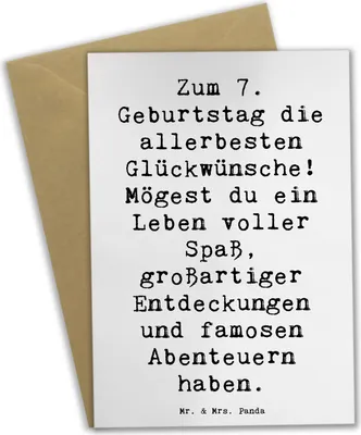 Produktbild von Mr. & Mrs. Panda Glückwunschkarte Spruch 7. Geburtstag - Weiß - Geschenk, Kindergeburtstag, Geburtstagsgrüße Kinder, weihnachtskarten, siebter Feier, Happy Birthday, zum