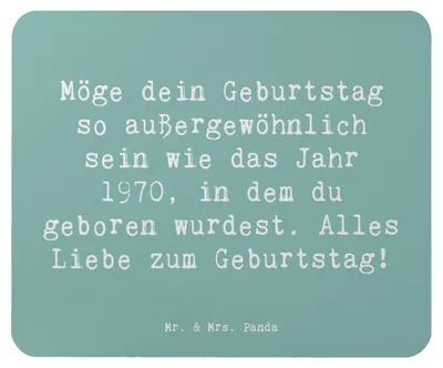 Produktbild von Mr. & Mrs. Panda Mousepad Spruch 1970 Geburtstag - Meeresbrise - Geschenk, laptop, Alter, pc mausunterlage, Happy Birthday, Geburtsjahr, Geburtstagsgeschenk, gute Laune