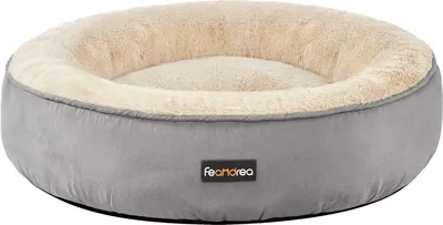 Immagine prodotto di Letto per cani FEANDREA, letto per gatti, ciambella, Ø 60 cm, grigio chiaro
