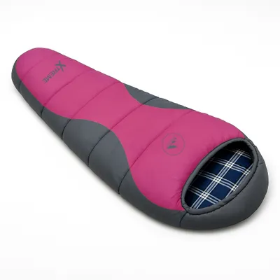 Produktbild von HikeMeister ® Outdoor Mumienschlafsack – 220cm Schlafsack bis -5° C - Kompakter Schlafsack Outdoor für Camping, Wandern und Bergsteigen - Ultraleichter Schlafsack kleines Packmaß, Farbe:Fuchsia