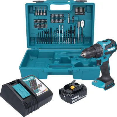 Produktbild von Makita DHP 490 RF1X3 Akku Schlagbohrschrauber 18 V 65 Nm Brushless + 1x Akku 3,0 Ah + Ladegerät + 74 tlg. Zubehör Set + Koffer