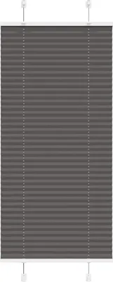 Image de Store plissé noir 55x100 cm largeur du tissu 54,4 cm polyester