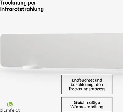 Produktbild von Blumfeldt Infrarotheizung Für Wände 50 W – Wandmontage Und Frei Stehend, Keramikgehäuse, Ip24, Energieeffizient, Für Den Innenbereich, Trocknet Wände Und Farbe, Infrarot-Wandheizung