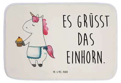 Produktbild von Mr. & Mrs. Panda Badteppich Einhorn Muffin - Weiß - Geschenk, duschmatte, Badezimmerteppich, Kekse, Duschvorleger, Badematte, Backen, Badvorleger, Liebesgrüße, Unicorn